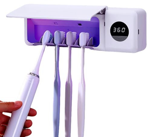 ALLILUYAA UV-Zahnbürste Sanitizer mit 2000 mAh Wiederaufladbar | Zahnbürsten Halter für Badezimmer, Duschraum, Waschbecken usw