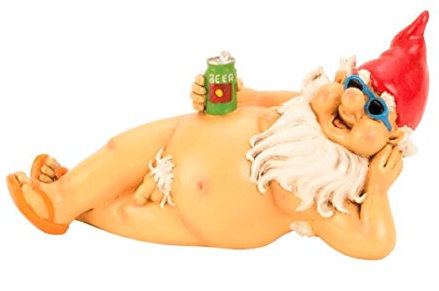Geschenkestadl Gartenzwerg nackt 26 cm mit roter Mütze Modell Bierdose Figur für Haus und Garten