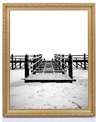 Bilderrahmen Fotorahmen 50x60 cm Gold bilderrahmen zum aufhängen Holz Picture Frames Farbe und 40 verschiedene Größen wählbar ohne Passepartout Rahmen Athen