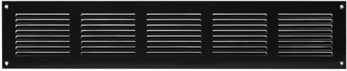 Repa Market 20x4 Inch (Outer Dimensions) Scratch Resistant Black Air Vent Cover - Galvanized Steel Louvered Grill Cover with Mesh Screen/Wall, Ceiling Vent/HVAC Register - Indoor, Outdoor Ventilation