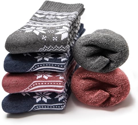 Occulto Chaussettes Chaudes Femme lot de 6 (modèle Frida) Rouge Gris Bleu 35-38