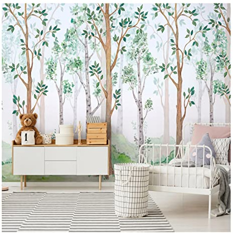 WallArena Vlies Fototapete, Wald, 400x280cm | Fototapeten - Tapeten - für Wohnzimmer Schlafzimmer - Vliestapete Wandtapete Tapete 3D Effekt- inkl. Kleister