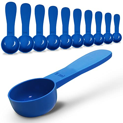 10pc Kit, RE-GEN 5ml Reusable Short Handle Plastic Measuring Spoon Scoops Dosing Spoons | Ideal for Liquids, Powders, Granules, Home, Kitchen, Catering, Healthcare, Fitness