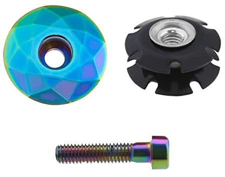 Be In Your Mind Fahrrad Steuersatzkappe, Mountainbike Gabelschaft Obere Kappe, Schüsselabdeckung mit Schraube für 28,6 Mm Gewindelose Welle Und Gabel, Aluminiumlegierung