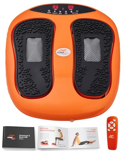 Power Legs Electric Foot Massager Machine with Remote Control, Adjustable Speed, Vibration - Calf Massager - Feet Massager for Neuropathy Pain Relief, Plantar Fasciitis, Leg Blood Circulation (Orange)