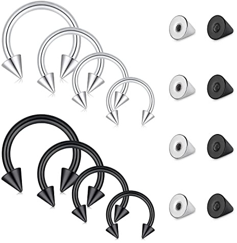 LAURITAMI Piercing Septum Hufeisen 16G 8-12mm Edelstahl Ringe Nase Knorpel Tragus Helix Ohrringe Piercing Schmuck