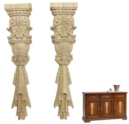 2 Stück Ornamente für möbel Handgemachte dekorative ornamente Holz Möbel Nicht Lackiert Geschnitzte Möbel Exquisites 3D-Muster verleihen Ihren Möbeln ein modernes Für Kreatives DIY-Handwerk Möbel