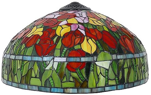 AIBOTY Tiffany Lamp Shade Replacement Only W20 H10 Stained Glass Lampshade Fit for Table Lamps Floor Lamp Desk Lamp Ceiling Fixture Pendant Hanging Chandelier Decoration Light,tulip