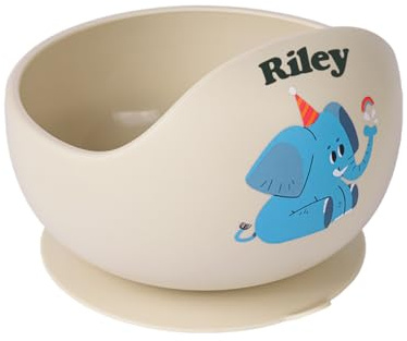 TYRY.HU Babyschüsseln mit Saugnapf, Kinderteller mit Namen Silikon Rutschfester Esslernteller für Babys Kinderschüssel Personalisierte Baby Breischale Silikonschüsseln BPA-frei