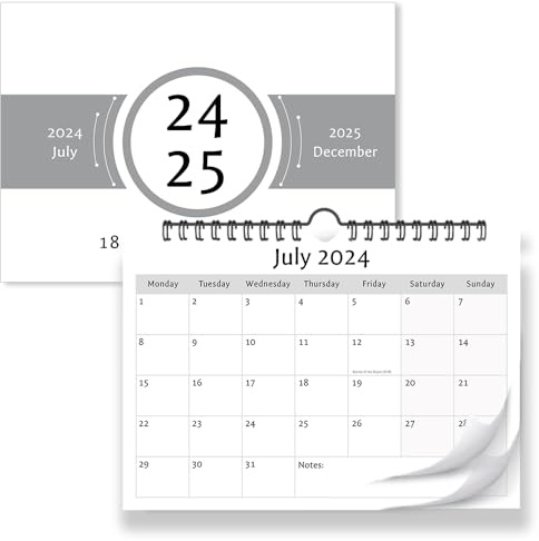 Minimalist Calendar A4 Wall calendar monthly planner 2025 18 month calendar 2024-2025 calendar monthly