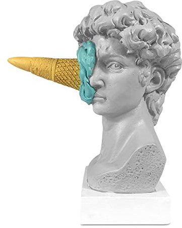 MRNHA Ice Cream Zerschmetternde David Statue EuropäIsch Modern Einfach David Kopf BüSte Statue Schlafzimmer Wohnzimmer Veranda Desktop Dekoration A