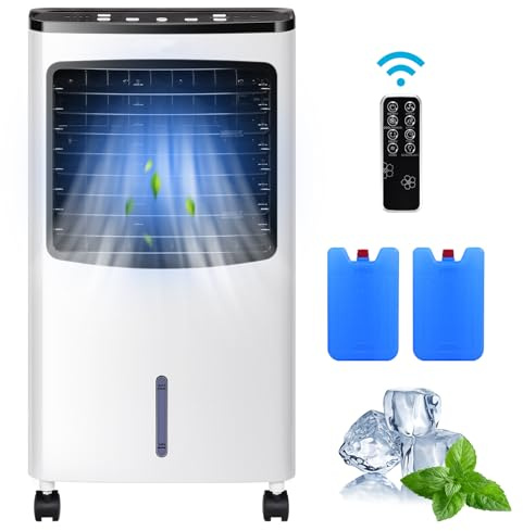 SOARS Klimaanlage mobil ohne Abluftschlauch, 3 in 1 Air Cooler, Ventilator, Luftbefeuchter, Klimagerät mit Fernbedienung, 3 Geschwindigkeiten, 7,5H Timer, 8L Wassertank, Leiser 75W Luftkühler