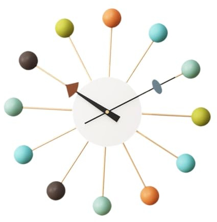perfk 50 cm Wanduhr aus Holz, Bunte Kugeln, Kunstuhr, vielseitiges, stilvolles Geschenk, Ornament, dekorative Uhr für Büro, Zuhause, Innendekoration