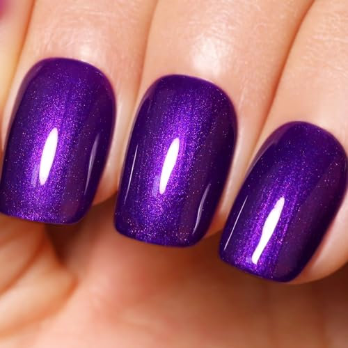 Ozzeal 15ML Deep Purple Glitter Nail Gel Polish Sparkle Shimmer for Fall Winter LED UV Soak-Off Manicure Art DIY