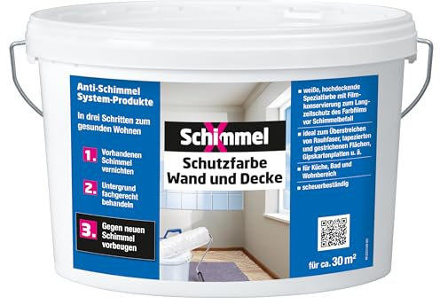 SchimmelX Schutzfarbe Wand und Decke 5,0 l | hochdeckende Spezialfarbe | für Küche, Bad und Wohnbereich | scheuerbeständig | Lösemittelfrei | Innenbereich