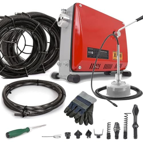 16mm 29M Spiralen Elektrische Rohrreinigungsmaschine für Ø30-100mm, 500W | mit Ø10mm 5M, 450U/min, Rohrreinigungsspirale Rohrreinigungsgerät Rohrreiniger Reinigung Drain Clean Abflussreiniger