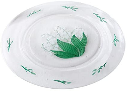 OFFSCH Floral Glass Plate Salad Bowl Porcelain Serving Platter for Desserts Salads Safe Smooth Stylish