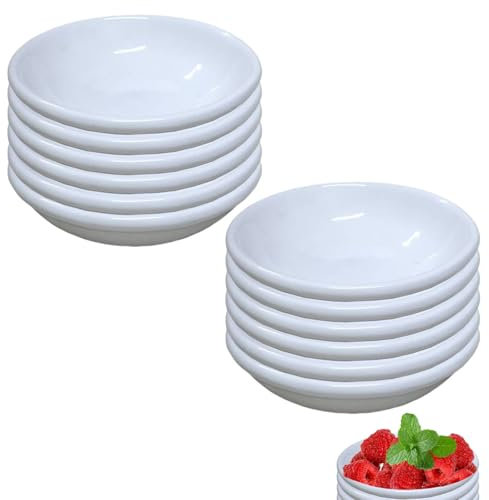 ZXJLWR 12 Stück Runde Dipschalen, 7cm Weiße Schälchen für Saucen und Sojasauce - Kleine Langlebige Porzellanschalen