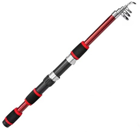 Kit completo di attrezzi da pesca telescopico leggero con canna, mulinello e custodia (rosso)
