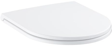 GROHE Bau Keramik, WC Sitz mit Absenkautomatik, Slim (Toilettendeckel mit Soft-Close Funktion, flaches Design, werkzeuglos abnehmbar, Scharniere aus Edelstahl, inkl. Befestigungsset), weiß, 39913001