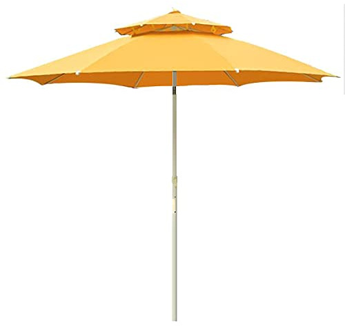 CAFIEDR Parasol de Jardin inclinable à Double Toit de 2,3 m, Parasol Rond Amovible, pour extérieur, Cour, terrasse(Yellow)