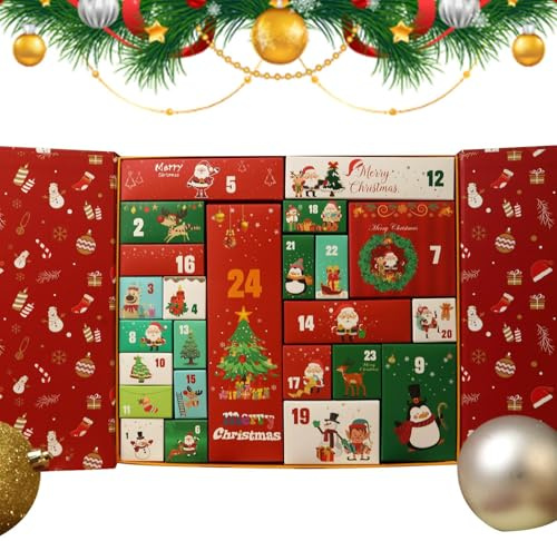 xyensy Cajas de calendario de Adviento de Navidad - Calendario de Adviento plegable vacío de cartón | Cajas reutilizables para calendario de Navidad, para mesa, chimenea, aula, fiesta