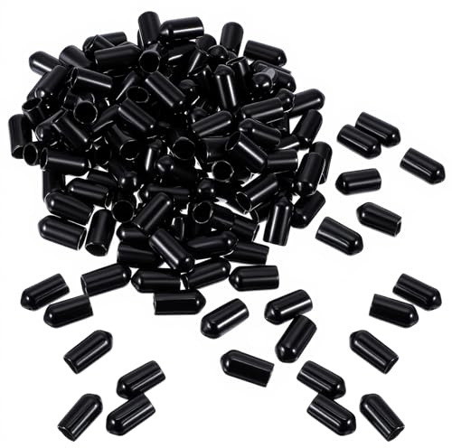 Shimmeroo 100PCS Rubber End Caps, Spirit Pourer Caps Black Rubber Hooded