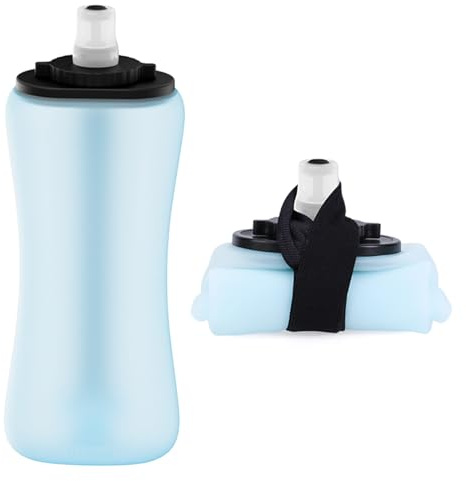 nohlerlife Soft Flask - Botella de agua de mano plegable de silicona suave de 350 ml, para correr, hidratación, correr, escalada, ciclismo, actividades deportivas (azul)