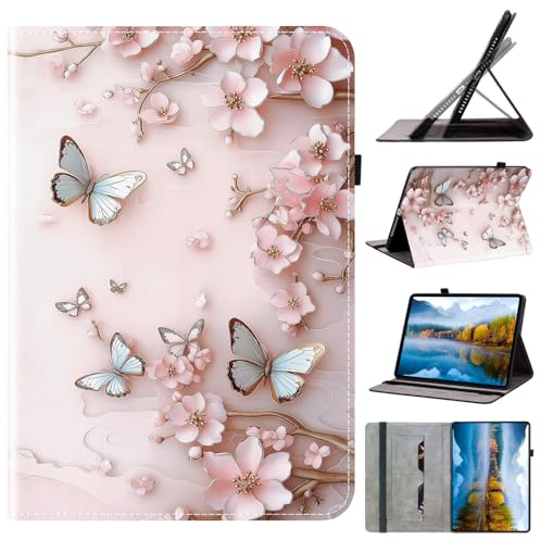 Tablet Custodia 360° Protezione Flip Cover Portafoglio per iPad mini 3 con Magnetica Supporto Funzione Case Cover Folio Shell,Effetto 3D Fiori rosa a forma di farfalla