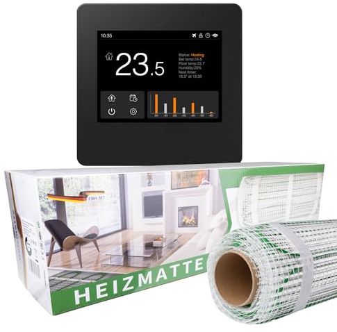 Riscaldamento a pavimento elettrico 150 W, tecnologia TWIN, 150 Watt, superficie: 7 m², colore termostato: nero