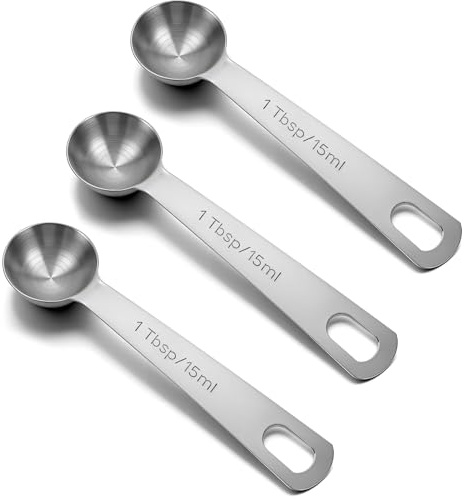 3 Pcs Tablespoons Measuring Spoon, 15ml Stainless Steel Measuring Spoons, Accurate Scale Spoon Short for Kitchen, Tea, Soup