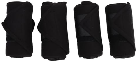 Cryfokt 4 Piezas Envolturas para Patas de Caballo, Vendaje Ajustable para Patas de Caballo con Cierres Táctiles, Envolturas Protectoras de Forro Suave para de para (Black)