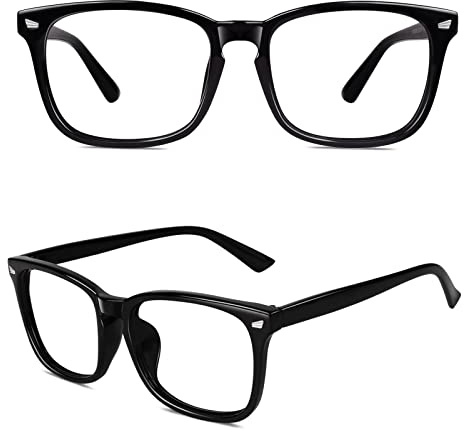GQUEEN Hornbrille Brille Ohne Stärke Fake Nerdbrille Damen Herren UV400,PE2 | Leicht,Verdrehfreies Design