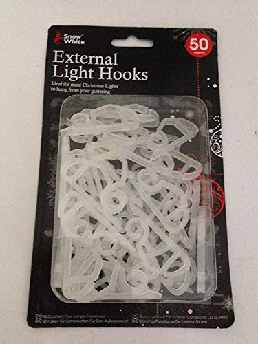 Snow White 2 x 50 Gutter Hanging Hooks/Clips for Christmas Xmas String Lights Outdoor