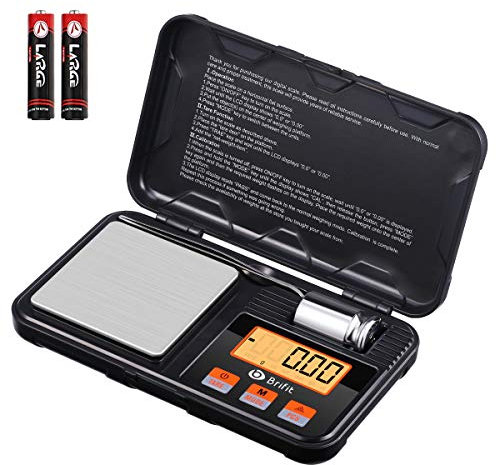 Brifit Küchenwaage Feinwaage 0.01g, 200g /0,01g Digitalwaage, Taschenwaage, Goldwaage, Präzisionswaagen mit Tara Funktion, Schmuckwaage mit 50g Kalibriergewichte und Pinzetten, LCD-Anzeige