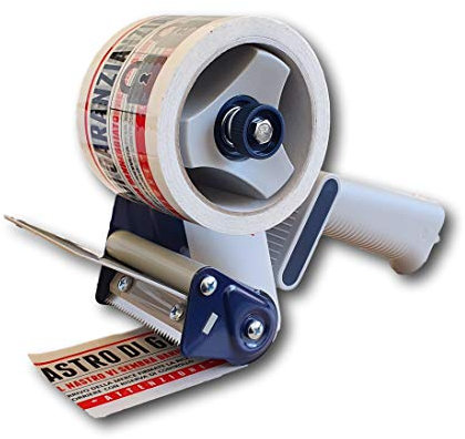 IMBALLAGGI 2000-1 Dispenser per Nastro Adesivo 75mm x 66mt - Tendinastro Imballaggio con regolatore di tensione - Risparmia tempo con la nastratrice professionale