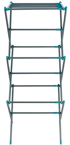 Beldray Wäscheständer Ausziehbar, Wäscheständer Platzsparend mit 3 Ebenen, 7m Trockenlänge & 7kg Belastung, Wäscheständer Klein Zusammenklappbar, 65 x 104cm, Rutschfeste Füße