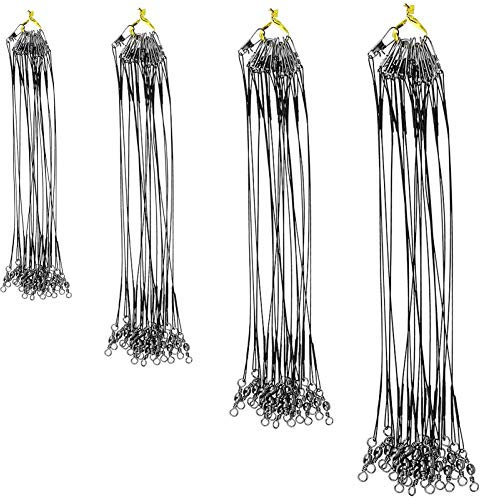 sus 80 Stück Premium Stahlvorfächer, Edelstahl Stahlvorfächer Vorfach, Edelstahlspuren mit Druckknopf, für Hecht versteckte Hauptschnur Verhindern Sie Fischbissschnüre - 15/20/25/30 cm