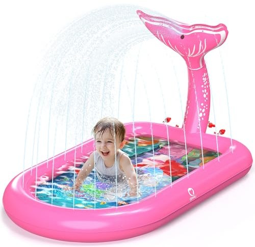 QPAU Splash Pads for Toddlers 1-3, Pink Mermaid Toy