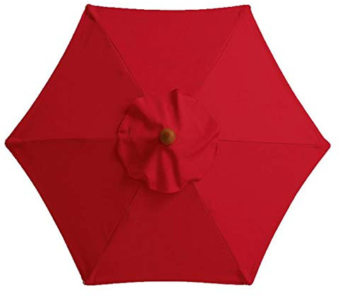 SUREN 3 m Regenschirm-Ersatzdach mit 6 Rippen, Terrassenschirm, Ersatzbezug für den Außenbereich, Marktschirm, Rot