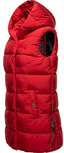 Navahoo warme Damen Winter Steppweste lang mit Kapuze Madilynaa Red Gr. L