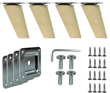 emoebelbeschlaege 4X Holz Schrank Beine Massivholz Schräg oder gerade Konisch Möbelfüße Möbelbeine woplus_de (Schräg [8 cm])