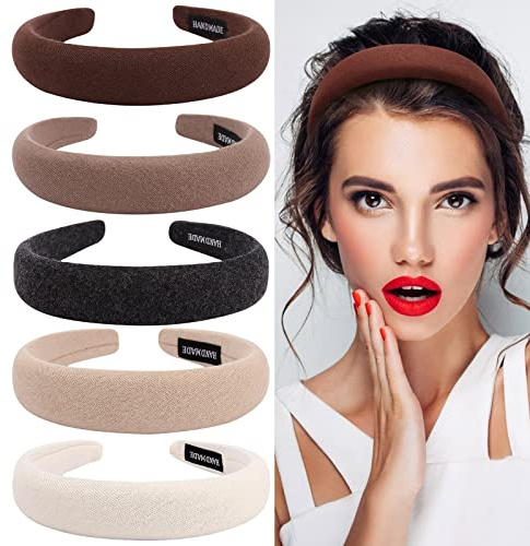 Ondder Fasce imbottite assortite per donne e ragazze, accessori per capelli, turbante alla moda in tinta unita, accessori per capelli, diademi per mujer de moda