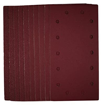 Draper 230 x 115mm 10 -Piece Sanding Sheets Set | Assorted Grit Hook & Loop Sander Accessory | Multi- Surface Utility | Aluminium Oxide | 8mm Dust Extract Holes | 55866