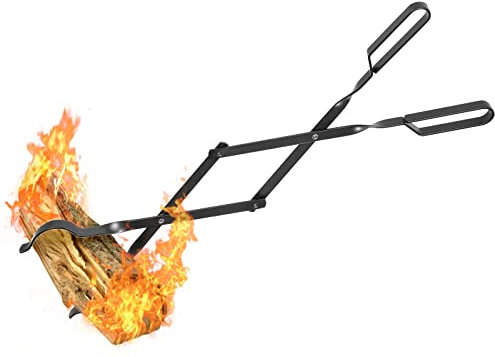 AGM Pinzas para chimenea, accesorios para hoguera de 26 pulgadas, pinzas de leña, agarrador de troncos para troncos gruesos, pinzas de hierro forjado resistentes, pinzas de leña para fogatas,