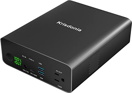 Krisdonia Power Bank with AC Outlet, Portable Laptop Charger Battery Bank USB C 100W Fast Charging, 80000mAh/296Wh Power Station External Battery Pack 130W/110V for Outdoor Camping Home Office