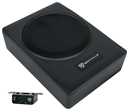 Rockville SS65P 400W 6.5 Slim Under-Seat Active Car Subwoofer, Built-in Amplifier, Adjustable Bass, High-Level Inputs, Subsonic Filter, Thermal/Short Protection, for Cars and Trucks