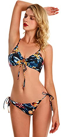 Traje de Bikini Triangular con Tirantes para Mujeres Traje de baño de Dos Piezas Traje de baño Sexy con Tirantes Triangulares(M, Y1)