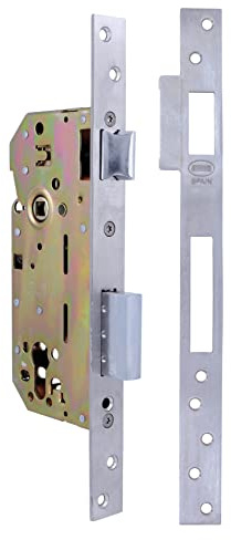 Amig - Serratura da incasso per porte in legno | Con frontale e supporto a bordo quadrato | Entrata 50 mm | Serratura reversibile | Acciaio | Argento opaco | 270 mm
