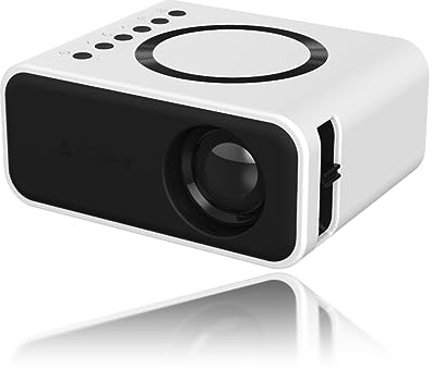Mini Projecteur Portable Haute Définition 1080P Haut-parleurs 4Ω 2W Intégrés Protection des Yeux Projecteur de Cinéma Maison pour iOS pour Android pour Ordinateur Portable (Blanc)